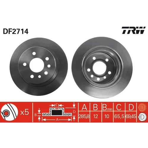 Brzdový kotúč TRW DF2714