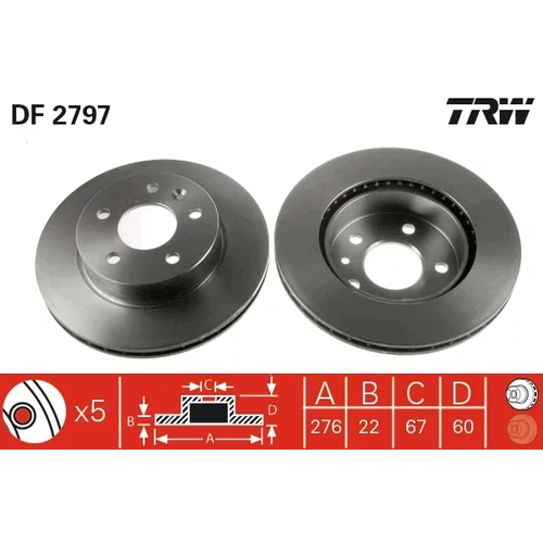 Brzdový kotúč DF2797 /TRW/