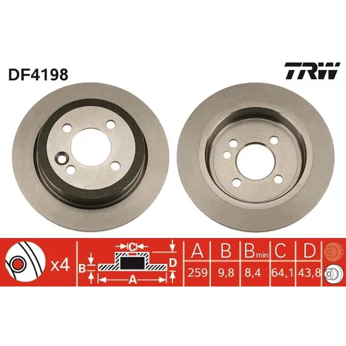 Brzdový kotúč TRW DF4198