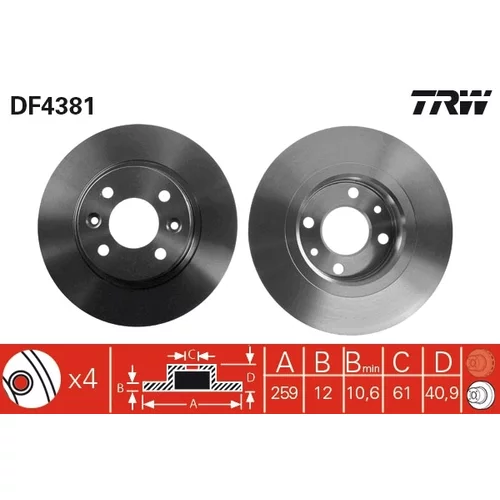 Brzdový kotúč TRW DF4381