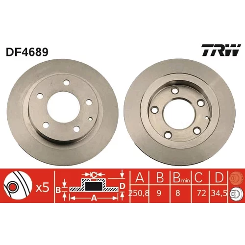 Brzdový kotúč TRW DF4689