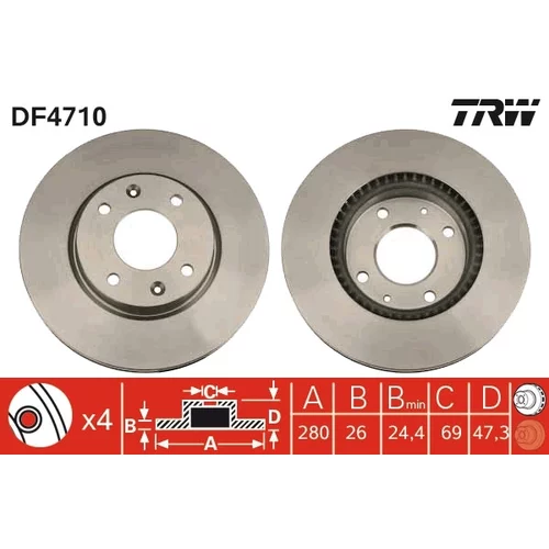 Brzdový kotúč TRW DF4710