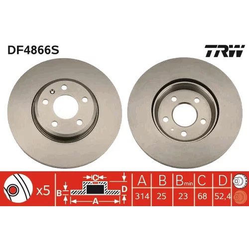 Brzdový kotúč TRW DF4866S