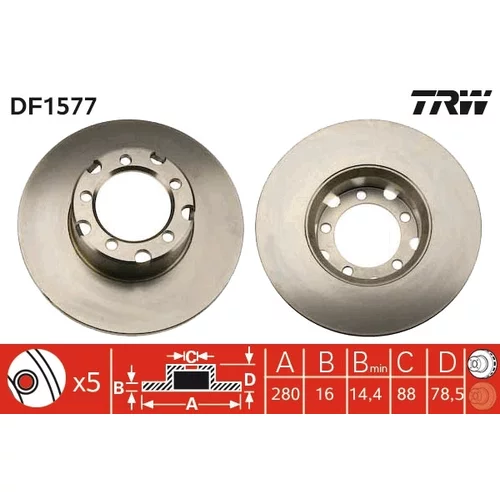 Brzdový kotúč TRW DF1577