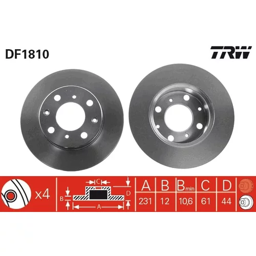 Brzdový kotúč TRW DF1810