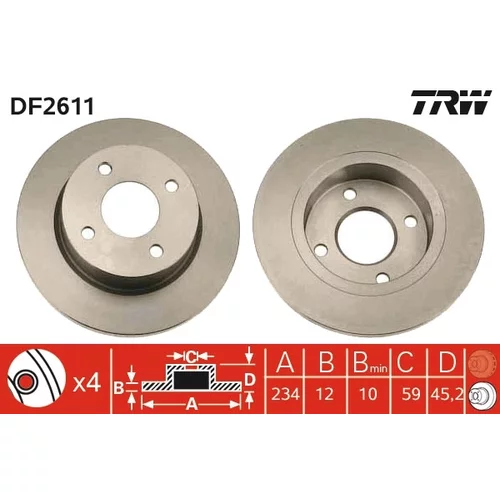 Brzdový kotúč TRW DF2611