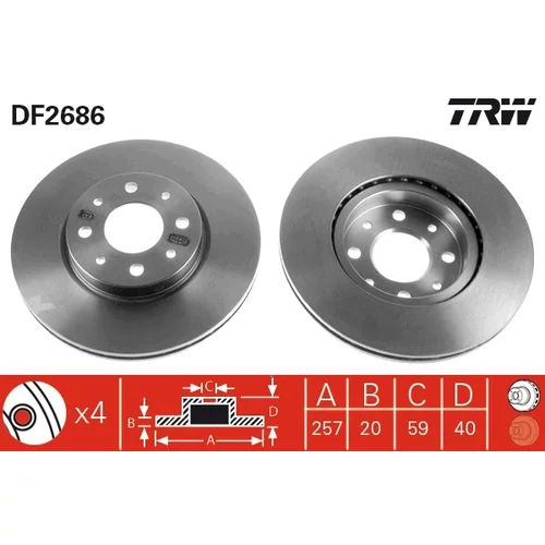 Brzdový kotúč TRW DF2686