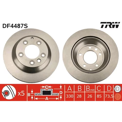 Brzdový kotúč TRW DF4487S