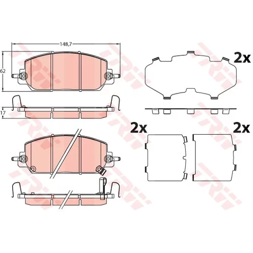 Sada brzdových platničiek kotúčovej brzdy TRW GDB2244