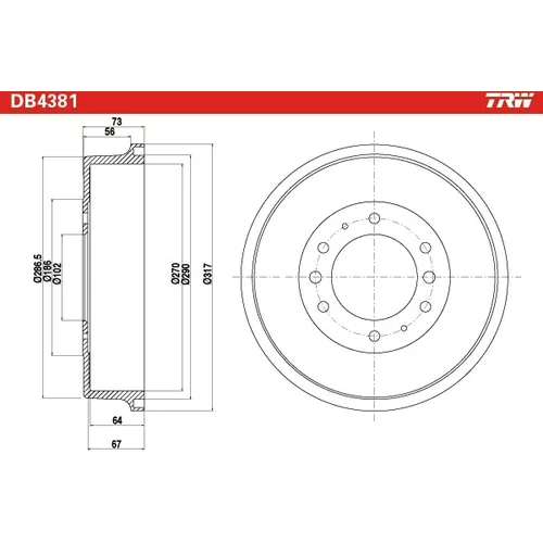 Brzdový bubon TRW DB4381 - obr. 1