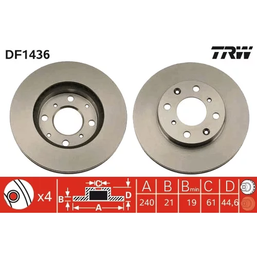 Brzdový kotúč TRW DF1436