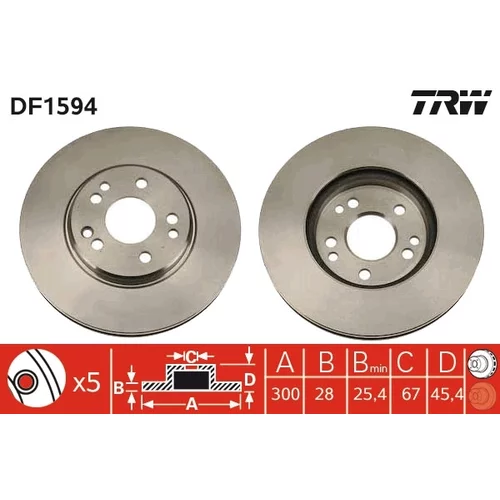 Brzdový kotúč TRW DF1594