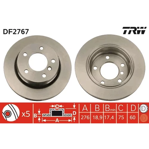 Brzdový kotúč TRW DF2767