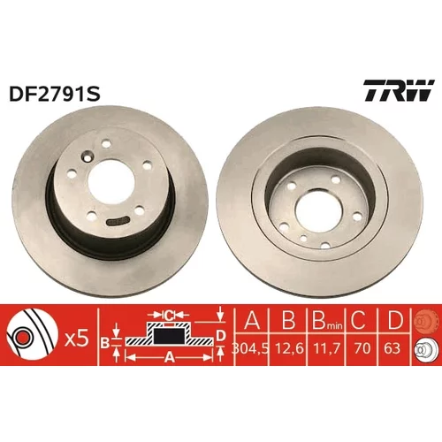 Brzdový kotúč TRW DF2791S