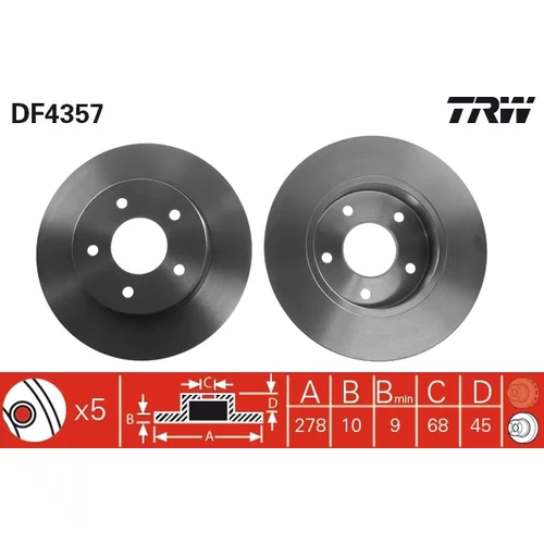 Brzdový kotúč TRW DF4357