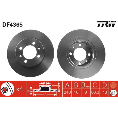 Brzdový kotúč TRW DF4365