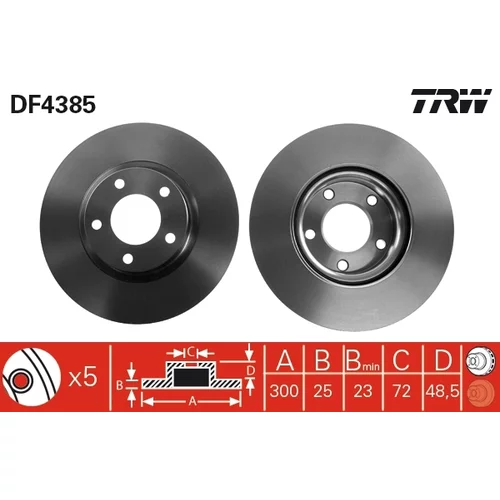 Brzdový kotúč TRW DF4385