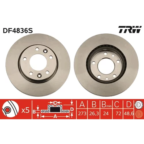 Brzdový kotúč TRW DF4836S