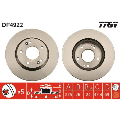 Brzdový kotúč TRW DF4922