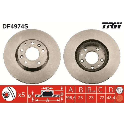 Brzdový kotúč TRW DF4974S