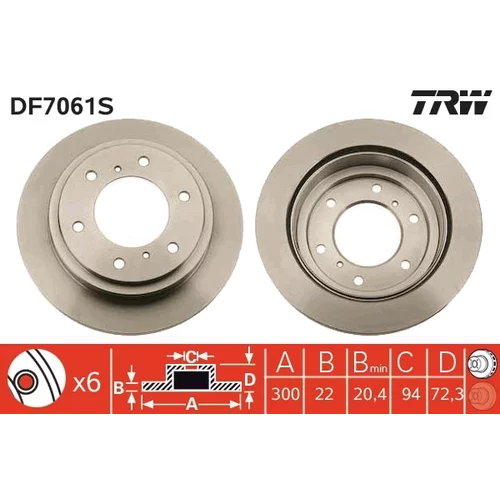 Brzdový kotúč TRW DF7061S