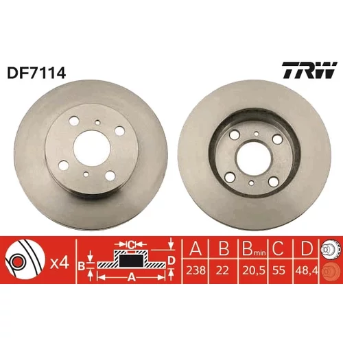 Brzdový kotúč TRW DF7114