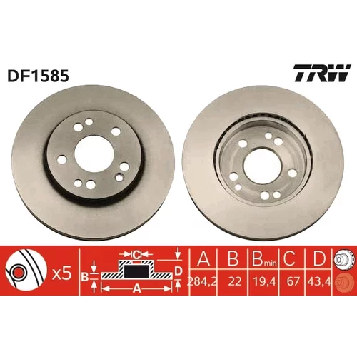 Brzdový kotúč TRW DF1585