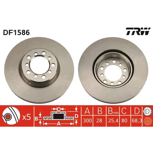 Brzdový kotúč TRW DF1586