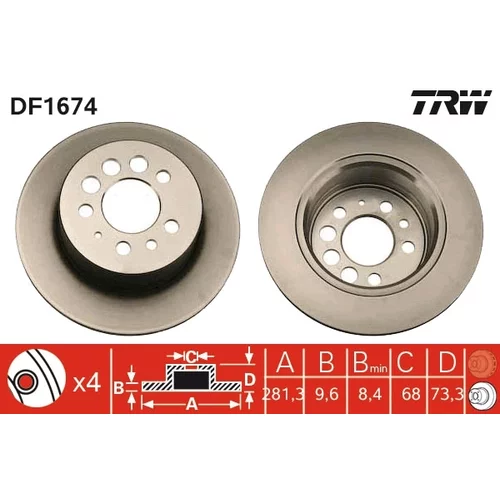 Brzdový kotúč TRW DF1674