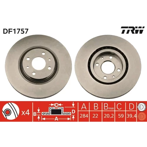 Brzdový kotúč TRW DF1757