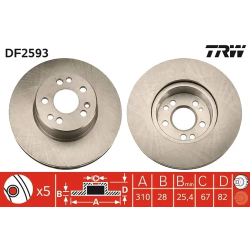 Brzdový kotúč TRW DF2593