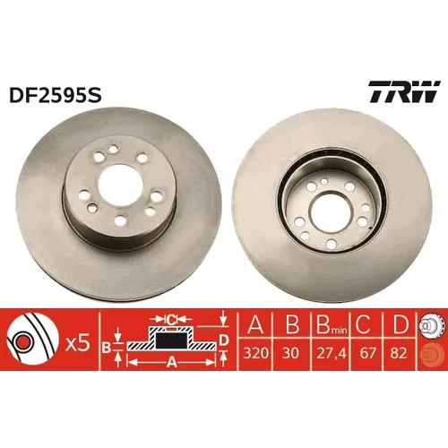 Brzdový kotúč TRW DF2595S