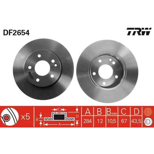 Brzdový kotúč TRW DF2654