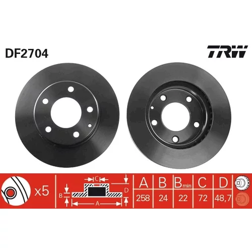 Brzdový kotúč TRW DF2704