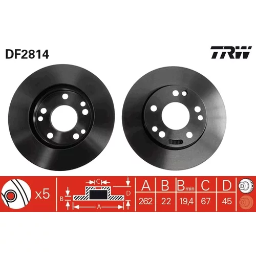 Brzdový kotúč TRW DF2814