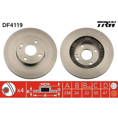 Brzdový kotúč TRW DF4119