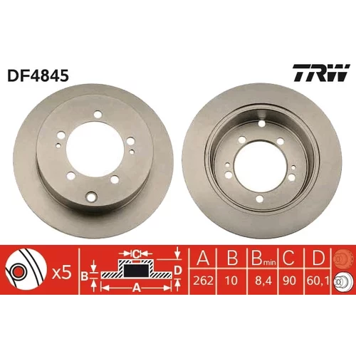 Brzdový kotúč TRW DF4845