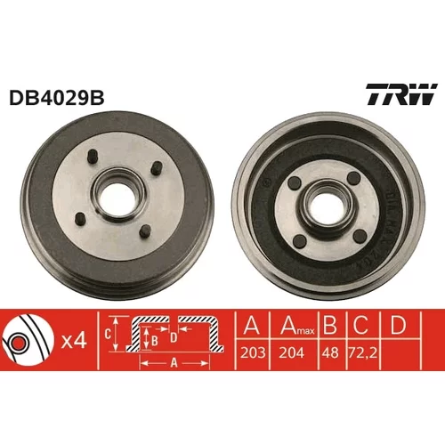 Brzdový bubon TRW DB4029B