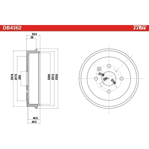 Brzdový bubon TRW DB4362 - obr. 1