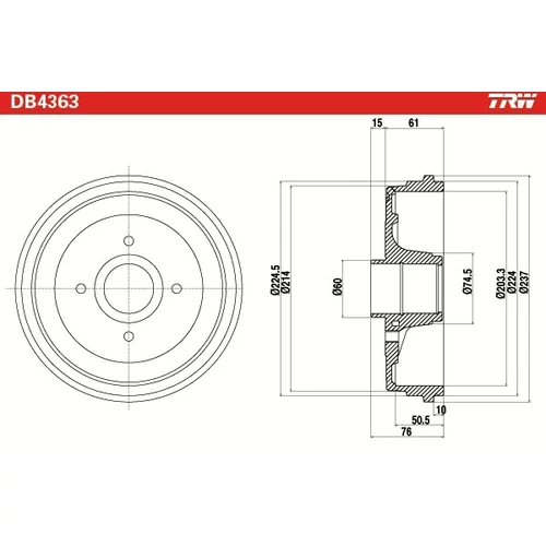 Brzdový bubon TRW DB4363 - obr. 1