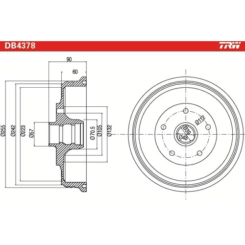 Brzdový bubon TRW DB4378 - obr. 1