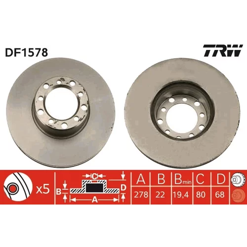 Brzdový kotúč TRW DF1578