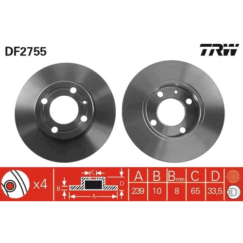 Brzdový kotúč TRW DF2755