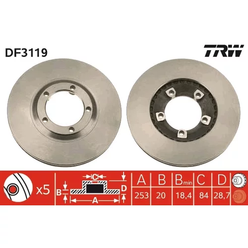 Brzdový kotúč TRW DF3119