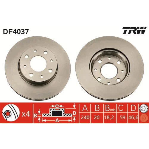 Brzdový kotúč TRW DF4037