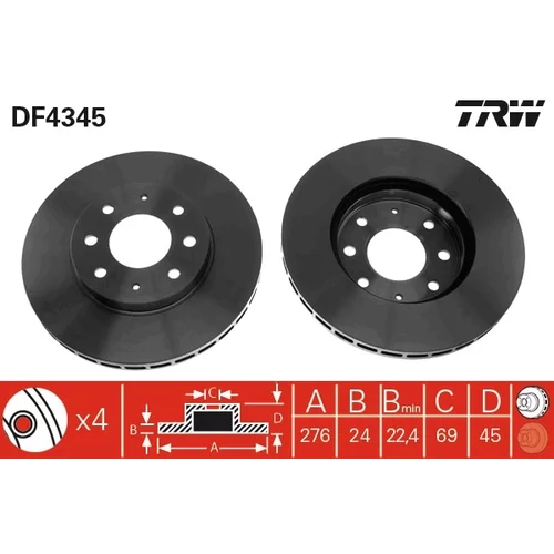 Brzdový kotúč TRW DF4345