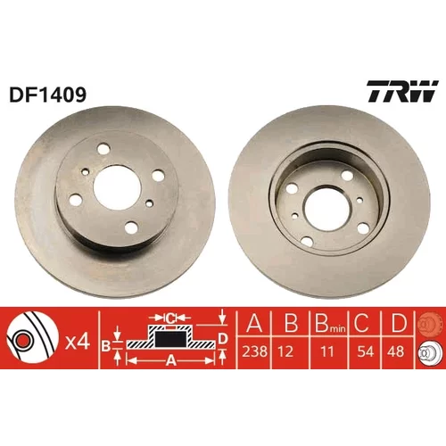 Brzdový kotúč TRW DF1409