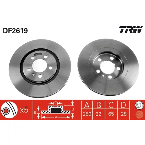 Brzdový kotúč TRW DF2619