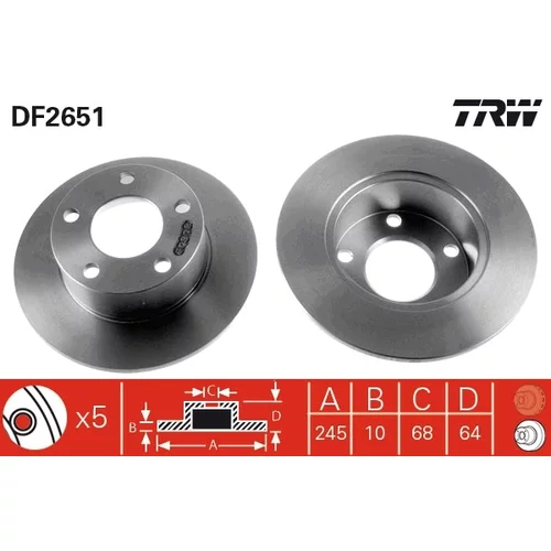 Brzdový kotúč TRW DF2651