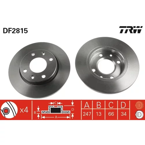 Brzdový kotúč TRW DF2815